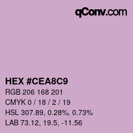 Color code: HEX #CEA8C9 | qconv.com
