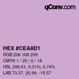 Color code: HEX #CEA8D1 | qconv.com