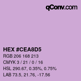 Color code: HEX #CEA8D5 | qconv.com