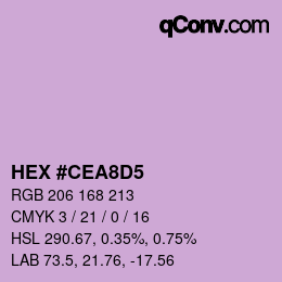 Color code: HEX #CEA8D5 | qconv.com