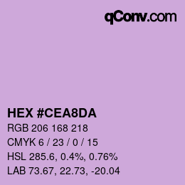 Color code: HEX #CEA8DA | qconv.com