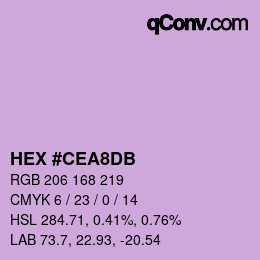 Color code: HEX #CEA8DB | qconv.com