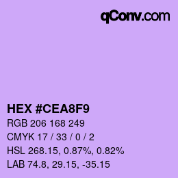Color code: HEX #CEA8F9 | qconv.com