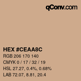 Color code: HEX #CEAA8C | qconv.com