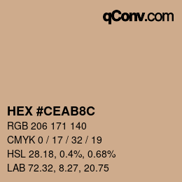 Color code: HEX #CEAB8C | qconv.com