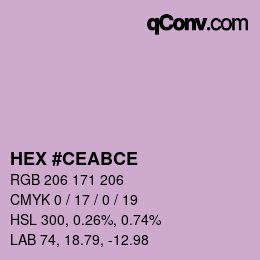 Color code: HEX #CEABCE | qconv.com