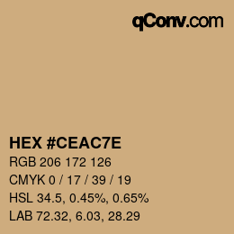 Color code: HEX #CEAC7E | qconv.com