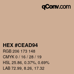 カラーコード: HEX #CEAD94 | qconv.com