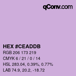 カラーコード: HEX #CEADDB | qconv.com