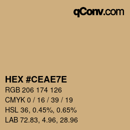 Color code: HEX #CEAE7E | qconv.com