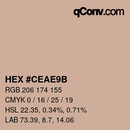 Color code: HEX #CEAE9B | qconv.com