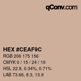 Color code: HEX #CEAF9C | qconv.com
