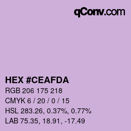 Color code: HEX #CEAFDA | qconv.com