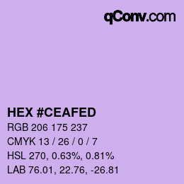 Color code: HEX #CEAFED | qconv.com