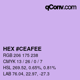 Color code: HEX #CEAFEE | qconv.com