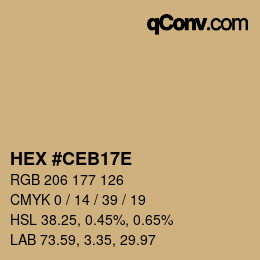 Color code: HEX #CEB17E | qconv.com