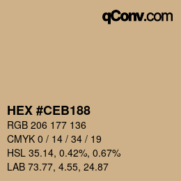 Color code: HEX #CEB188 | qconv.com