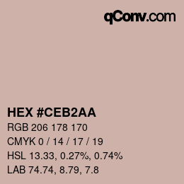 カラーコード: HEX #CEB2AA | qconv.com
