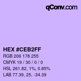 カラーコード: HEX #CEB2FF | qconv.com