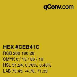 颜色代码: HEX #CEB41C | qconv.com