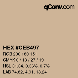 カラーコード: HEX #CEB497 | qconv.com