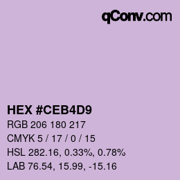 颜色代码: HEX #CEB4D9 | qconv.com