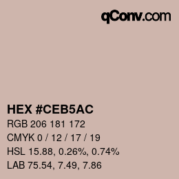 Color code: HEX #CEB5AC | qconv.com