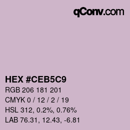 颜色代码: HEX #CEB5C9 | qconv.com