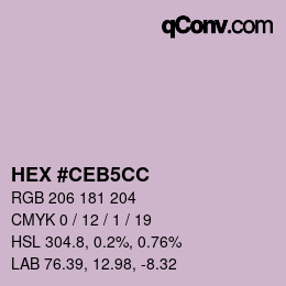 Color code: HEX #CEB5CC | qconv.com