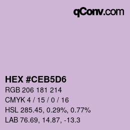 Color code: HEX #CEB5D6 | qconv.com