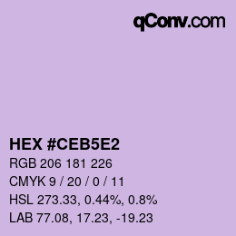Código de color: HEX #CEB5E2 | qconv.com