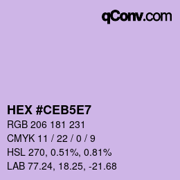 Color code: HEX #CEB5E7 | qconv.com