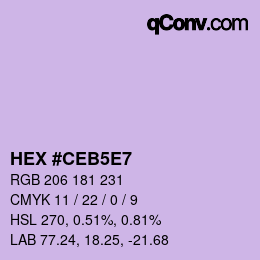 Code couleur: HEX #CEB5E7 | qconv.com