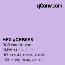 Farbcode: HEX #CEB5E8 | qconv.com