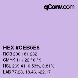 Color code: HEX #CEB5E8 | qconv.com