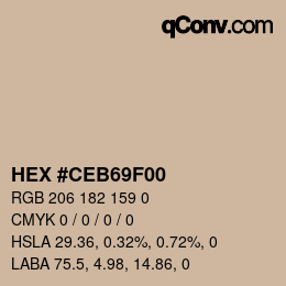 Color code: HEX #CEB69F00 | qconv.com