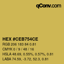 Code couleur: HEX #CEB754CE | qconv.com