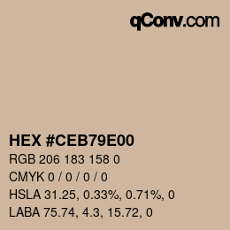Color code: HEX #CEB79E00 | qconv.com