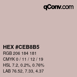 Color code: HEX #CEB8B5 | qconv.com