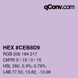 Color code: HEX #CEB8D9 | qconv.com