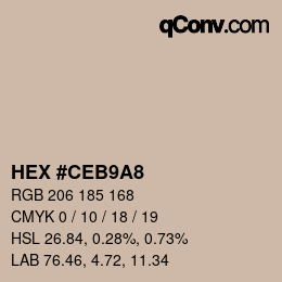 カラーコード: HEX #CEB9A8 | qconv.com