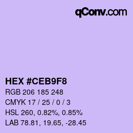 Color code: HEX #CEB9F8 | qconv.com