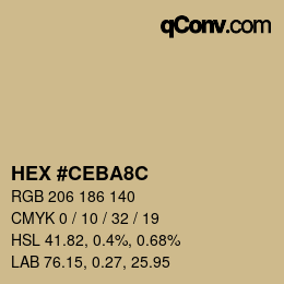 Color code: HEX #CEBA8C | qconv.com