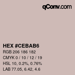 Color code: HEX #CEBAB6 | qconv.com