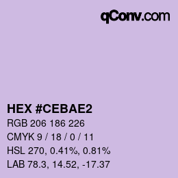 Color code: HEX #CEBAE2 | qconv.com