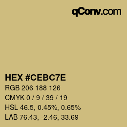 Color code: HEX #CEBC7E | qconv.com