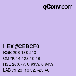 Color code: HEX #CEBCF0 | qconv.com
