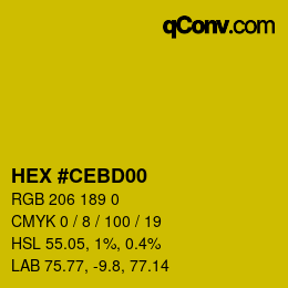 Farbcode: HEX #CEBD00 | qconv.com