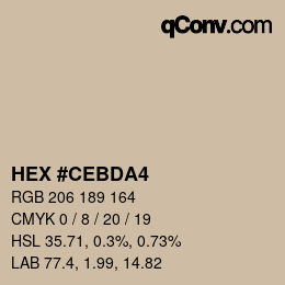 カラーコード: HEX #CEBDA4 | qconv.com