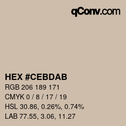 Color code: HEX #CEBDAB | qconv.com